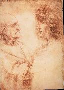 LEONARDO da Vinci Profiles of a young and an old man Spain oil painting artist